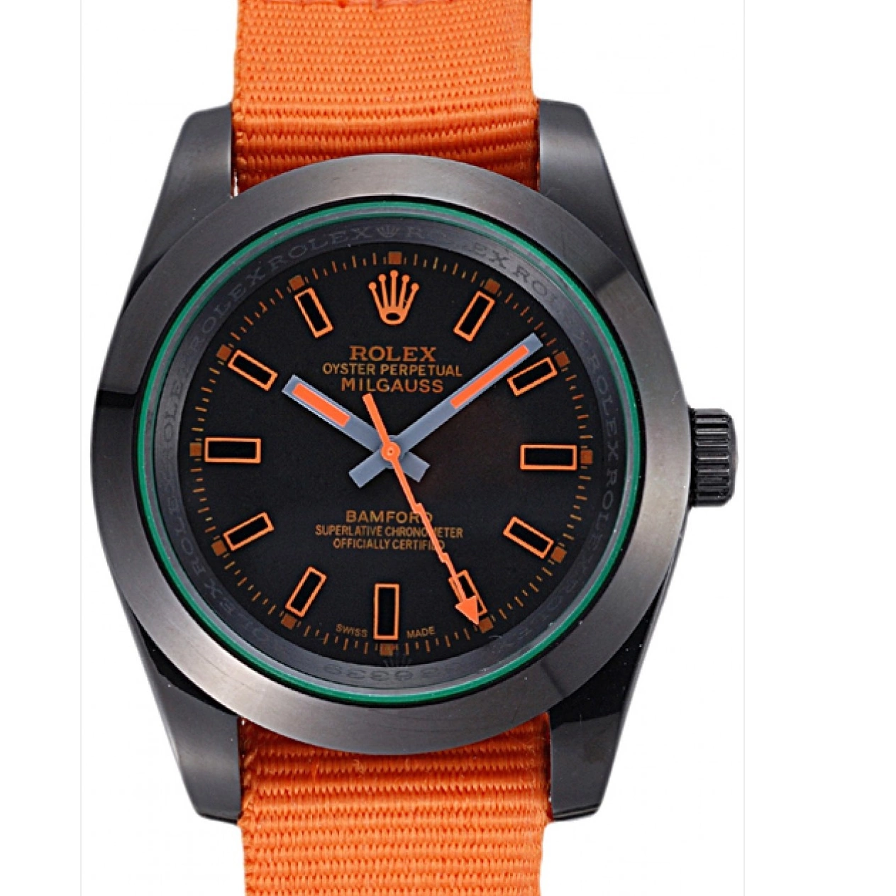 Aaa replica watch Nylon Strap Orange Milgauss Bamford Rolex 622003 0717